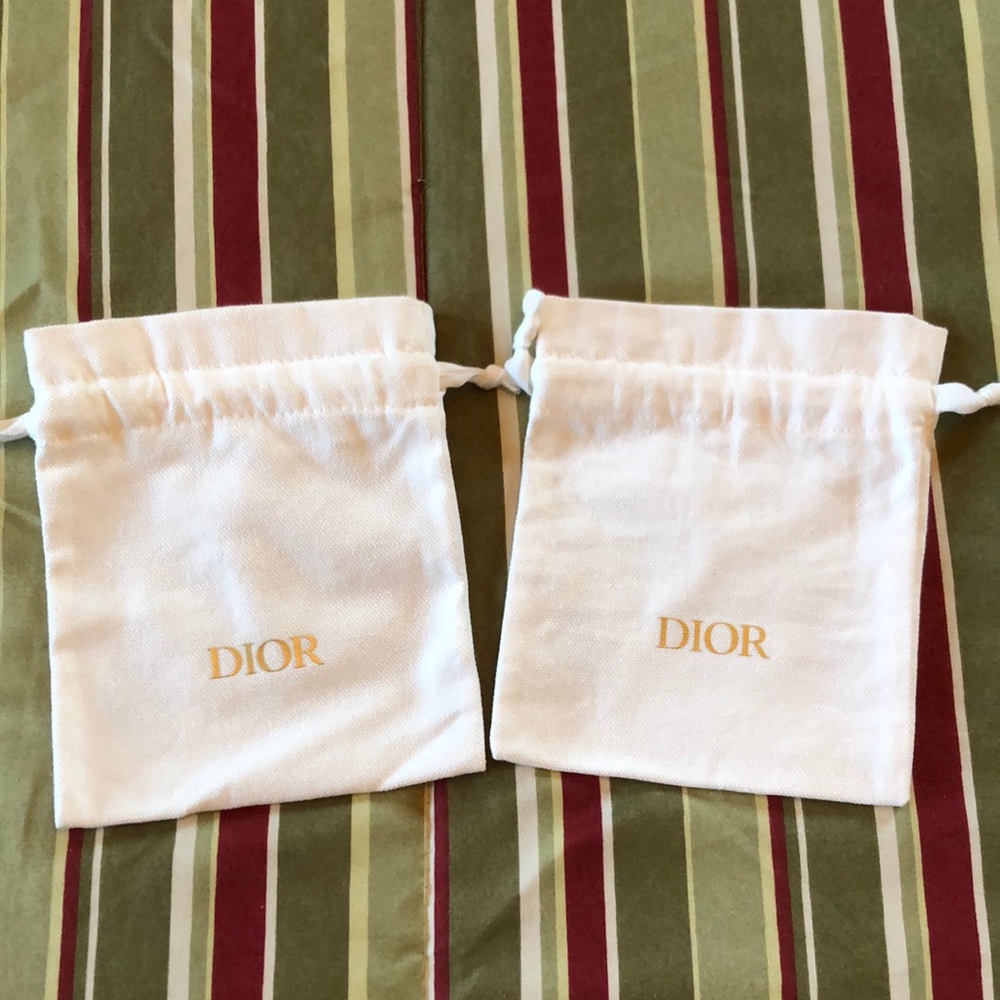 2 DIOR White Canvas Beauty Dust Bags